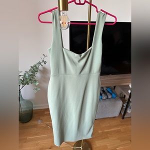 Nasty Gal Square Neck Sage Dress - Size 8 (US)